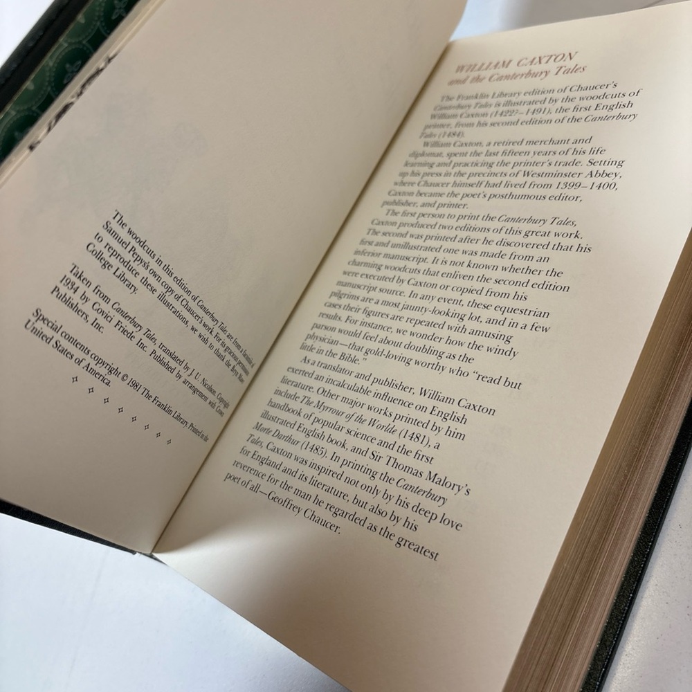 Canterbury Tales by G. Chaucer 1/4 Leather Franklin Library 1981 - Picture 10 of 10